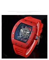 Reloj de Pulsera de Cuarzo de Lujo Automático Estilo Hueco Impermeable Deportivo Correa de Cuero - details 3