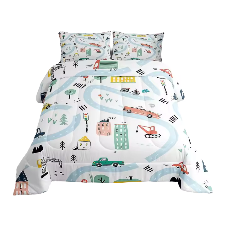 Conjunto de Cojín de Dinosaurio para Niños Duerme en Tren de Dibujos Animados Ropa de Cama Kawaii - 1