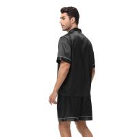 Conjunto de Pijama de Manga Corta para Hombre de Talla Grande Pantalones Cortos de Satén, Ropa de Dormir Fresca, Traje de Pijama Informal de Verano - details 15