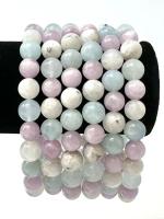 Pulsera de meditación Aguamarina Arco Iris Piedra lunar Kunzita Pulsera de meditación de conexión a tierra Regalos para hombres y mujeres - details 6