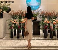 BGTEEVER Chic Elegant High Waist Ladies Solid Mermaid Skirts Spring Summer Fashion Ladies Slim Package Hip Mid-Length Skirts - details 13