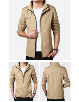Spring Men's Trech Coats Casual Man Slim Fit Stand Collar Business Jackets Men Waterproof Windbreaker Camping Jackets Clothing - details 3