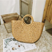 Bolsos de paja con forma de luna para mujer, bolso de mimbre tejido Vintage hecho a mano, ideal para playa, Verano - details 23