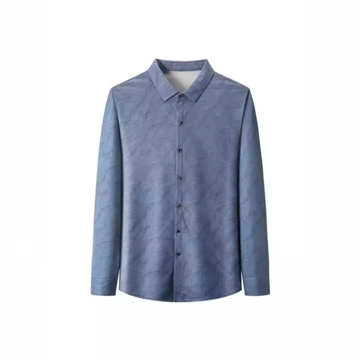 Camisa de Seda de Hielo Suelto para Hombres Versátil de Primavera Otoño, Impreso de Manga Larga, Resistente a Arrugas y Fresco - 1