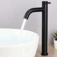 Grifo de fregadero de agua fría individual de acero inoxidable 304, grifos de lavabo montados en cubierta, accesorios de baño, negro - details 4
