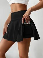 Falda pantalón deportiva para mujer con bolsillo para teléfono, falda pantalón deportiva con dobladillo plisado, tejido elástico de secado rápido para tenis, golf, yoga, baile, ropa deportiva informal - details 20