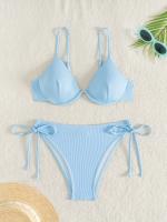 Nuevo traje de baño sexy con espalda descubierta y soporte de acero dividido de Yiyong, bikini con cordones de color sólido para mujer - details 10