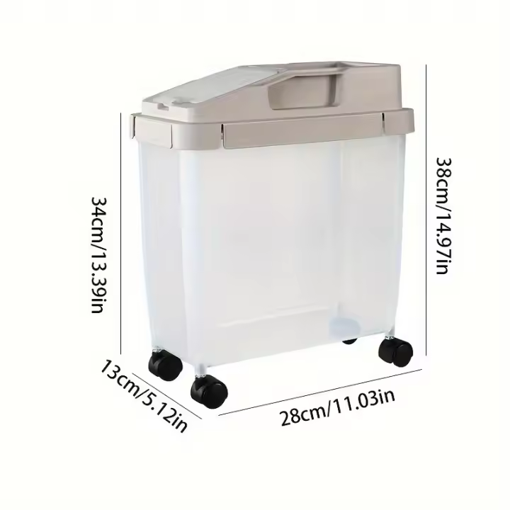 Contenedor de Alimentos para Mascotas Airtight con Ruedas Lata de Alimento Seco para Perros a Prueba de Humedad para Transporte Fácil - 1