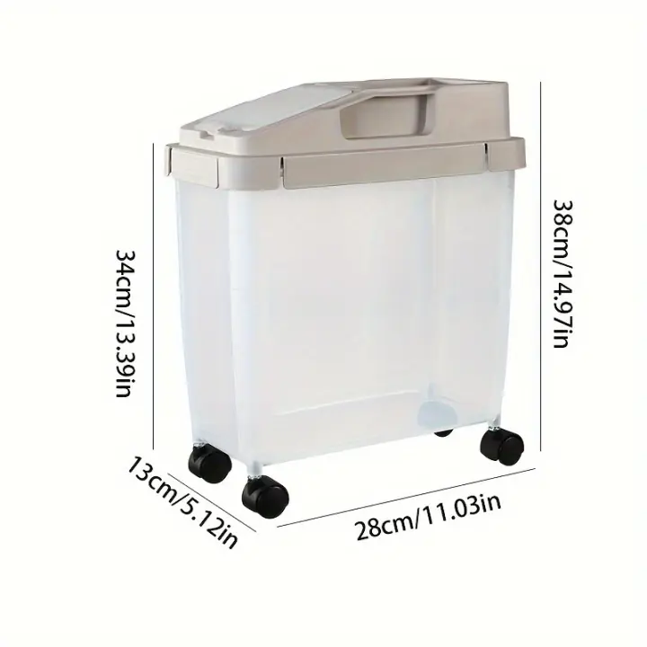 Contenedor de Alimentos para Mascotas Airtight con Ruedas Lata de Alimento Seco para Perros a Prueba de Humedad para Transporte Fácil - 1