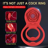 Juguete rosa con anillos duales, vibrador fuerte, estimulador de pezón y clítoris, anillo para retrasar la eyaculación, Juguetes sexuales para hombres - details 1