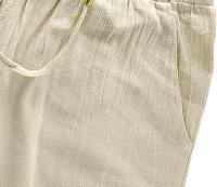 Pantalones informales de lino de algodón para Mujer, pantalones rectos con cordón, cintura alta elástica, vintage, verano - details 4