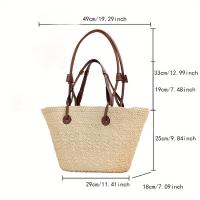 Bolso grande de playa para mujer - Bolso de paja de tallo de maíz tejido a mano beige natural, bolso de hombro abierto para mujer, bolso espacioso y elegante costero para vacaciones, compras, uso diario - Bolso de verano, bolso de playa, simplicidad elega - details 4