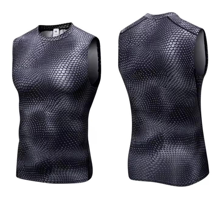 Camiseta de entrenamiento para hombre, camisa de secado rápido, tela de escamas de serpiente - 1