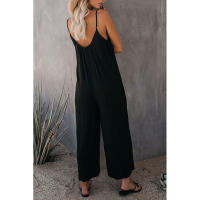 Mono informal de verano sin mangas con pernera ancha para mujer, pantalones de color liso con peto, mono culotte con bolsillos - details 12