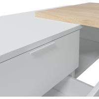Escritorio con Cajonera, Mesa de Oficina Acabado en Blanco Artik y Roble Cananadian, Medidas: 145 cm (Largo) x 102 cm (Fondo) x 73 cm (Alto) - details 4