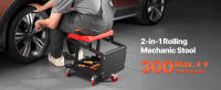 SucceBuy Taburete mecánico con capacidad de 300 libras, asiento rodante para garaje con ruedas, 360 °   Taburete giratorio de taller con bandeja para herramientas, asiento/taburete multiusos para garaje - details 0