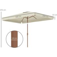 Terraza Exterior Sombrilla de 300x200 cm con Ángulo Ajustable Mástil de Aluminio Manivela - details 15