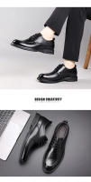 Zapatos de cuero genuino para hombres Transpirables, estilo británico, de cuadros, para bodas y negocios formales - details 10