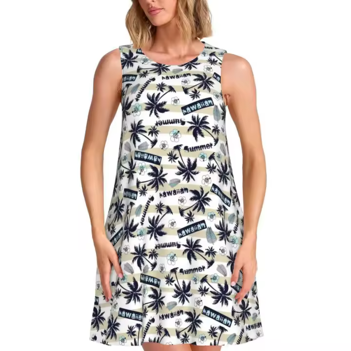 Vestido de viaje de playa sin mangas informal para mujer de verano hawaiano personalizado - 1