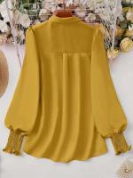 Blusa informal de talla grande para mujer, blusa de manga abombada de Color sólido, adecuada para oficina y exteriores, con un solo pecho, novedad de primavera y verano 2025 - details 7