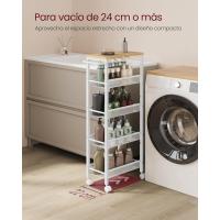 Carro de 4 Niveles, Carro Estrecho de Cocina con Ruedas, con Asa, para Espacio Reducido, 22 x 45,4 x 77 cm, para Cocina, Baño, Salón, Estudio, Marrón Rústico y Negro - details 33