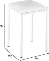 Dos taburetes de cocina modelo cuadrado de polipiel blanca con estructura de metal blanco, altura del asiento: 45 cm - details 1