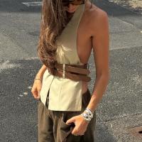 BUNO-Conjunto de 2 piezas de minifalda para mujer, Top corto con cuello Halter y falda, sin mangas, para fiesta de verano - details 5