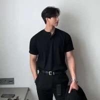 Polo de manga corta para hombre, estilo americano, retro, elástico, rasgado, musculoso, Fiers, deportivo, top casual - details 7