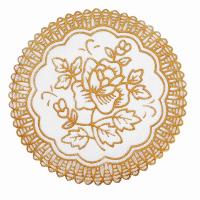 JUEGO DE 6 posavasos exquisitos para mesa de comedor con flores en tono dorado - details 3