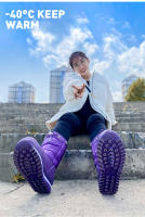Botas de nieve de terciopelo para mujer, botas de algodón casuales gruesas de caña media cálidas antideslizantes - details 11