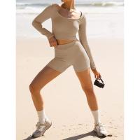 BUNO-Conjunto de ropa de estar por casa para mujer, tops ajustados de manga larga y pantalones cortos de motorista, 2 piezas, verano, 2025 - details 69
