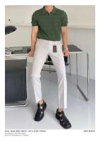 Cuello de gama alta de verano para hombre, top de punto de manga delgada informal, efecto de pérdida de peso, estilo coreano, moda de color sólido - details 13