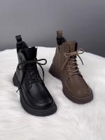 Botas de terciopelo de cuero suave Botas de algodón para mujer en otoño e invierno - details 1