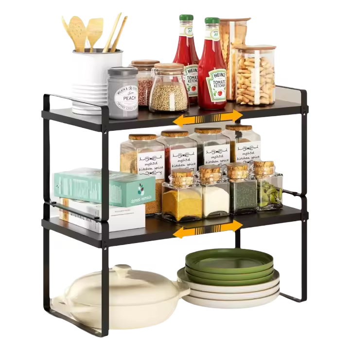 Organizador de Cocina Expandible 2 Unidades Apilables Armario Ajustable para Especias - 1