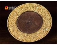 Ocho auspiciosos Manzha Nepal tallado en cobre púrpura hecho a mano, chapado en oro, placa de reparación, placa Manda tibetana Manchara - details 9