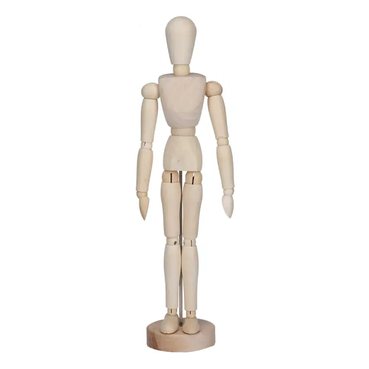 Maniquí articulado de madera para dibujo artístico, con Base y cuerpo Flexible - 1