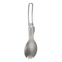 Vajilla plegable de titanio pulido mediano Lixada Spork, utilizada para cenas al aire libre, VIES, camping, mochilas - details 21