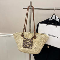 Bolso de paja tejido de gran capacidad, bolso de mano hecho a mano, bolso de estilo festivo, bolso de hombro - details 15