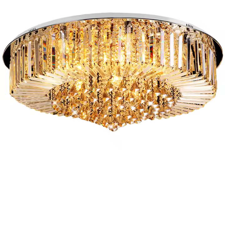 Lámpara colgante de cristal, Moderna lámpara de araña dorada de lujo, E14, redonda, iluminación de techo para salón, comedor - 1