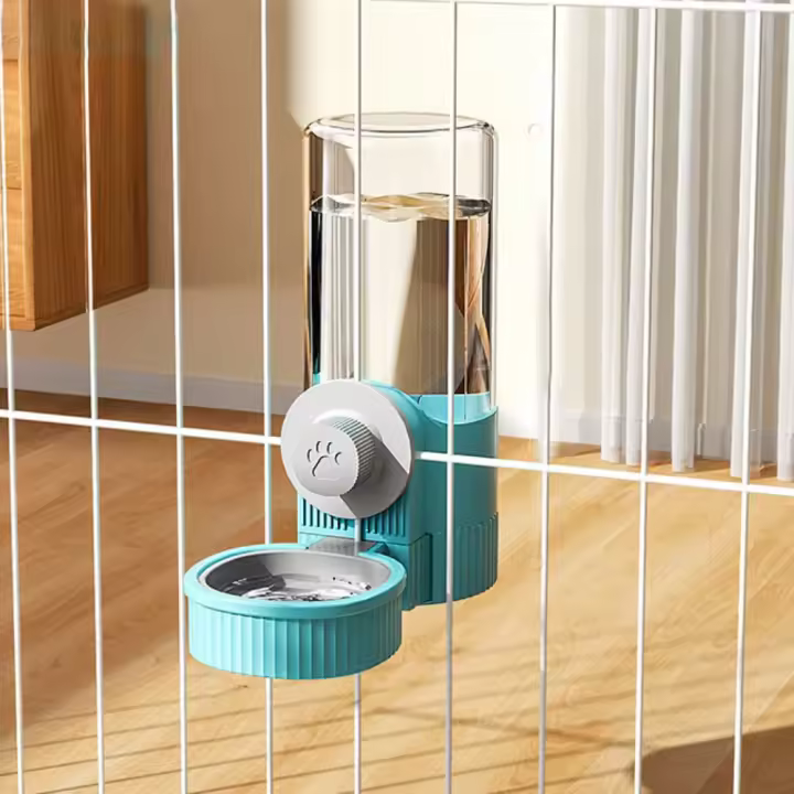 Dispensador automático de comida y agua para mascotas, alimentador de jaula transparente para evitar vuelcos, botella de agua desmontable de gran capacidad para gatos - 1