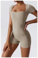 Mono de Yoga de Manga Corta para Mujer Ajustado Secado Rápido Entrenamiento de Danza Traje de Fitness Conjunto de Salto Alto Material Exterior de Nylon - details 2