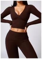 Traje deportivo cansado, prenda versátil de manga larga, secado rápido, pantalones acampados para yoga, correr, Fiess, ropa exterior - details 3