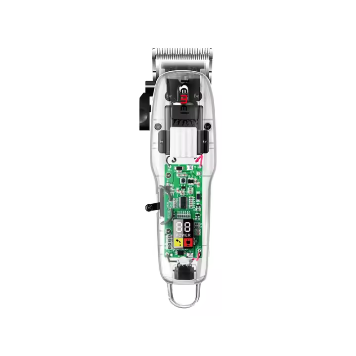 Kemei-máquina de corte de pelo corporal transparente para hombres, cortadora de pelo eléctrica inalámbrica, cortadora profesional de barbería, USB, KM-NG108 - 1