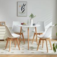 Mesa de Comedor, Estilo escandinavo Ronda Mesa y Patas de Madera de Haya, 80*72 cm, Color Blanco - details 59