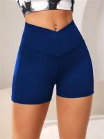 Pantalones cortos de motociclista de cintura alta cruzada para mujer, bolsillos laterales, suaves y cómodos, cruzados, para correr, Yoga, pantalones cortos atléticos - details 4