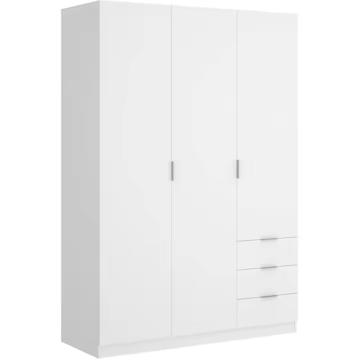 Armario ropero de 3 Puertas y 3 cajones, Gran Capacidad, Natural/Blanco, 121x184x52 cm - 1