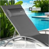 Set de 2 Tumbonas de Jardín Exterior Plegable con Reposacabezas Reclinable en 7 Posiciones - details 6