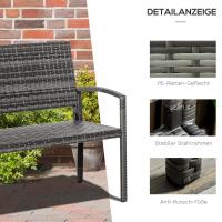 Homfa Patio al aire libre Banco de mimbre de ratán Silla de dos plazas Reposabrazos Cubierta de jardín Silla de ratán para todo tipo de clima Sofá de dos plazas - details 18