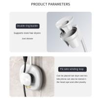 Soporte para secador de pelo sin perforación, soporte para secador de pelo montado en la pared ajustable a mano, resistente al agua, ahorra espacio, soporte para ducha perezoso - details 3