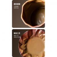Juego de Taza de Café de Cerámica Plisada de Lujo Ligero Japonés con Platillo Taza de Café de Forma Exquisita Creativa - details 7